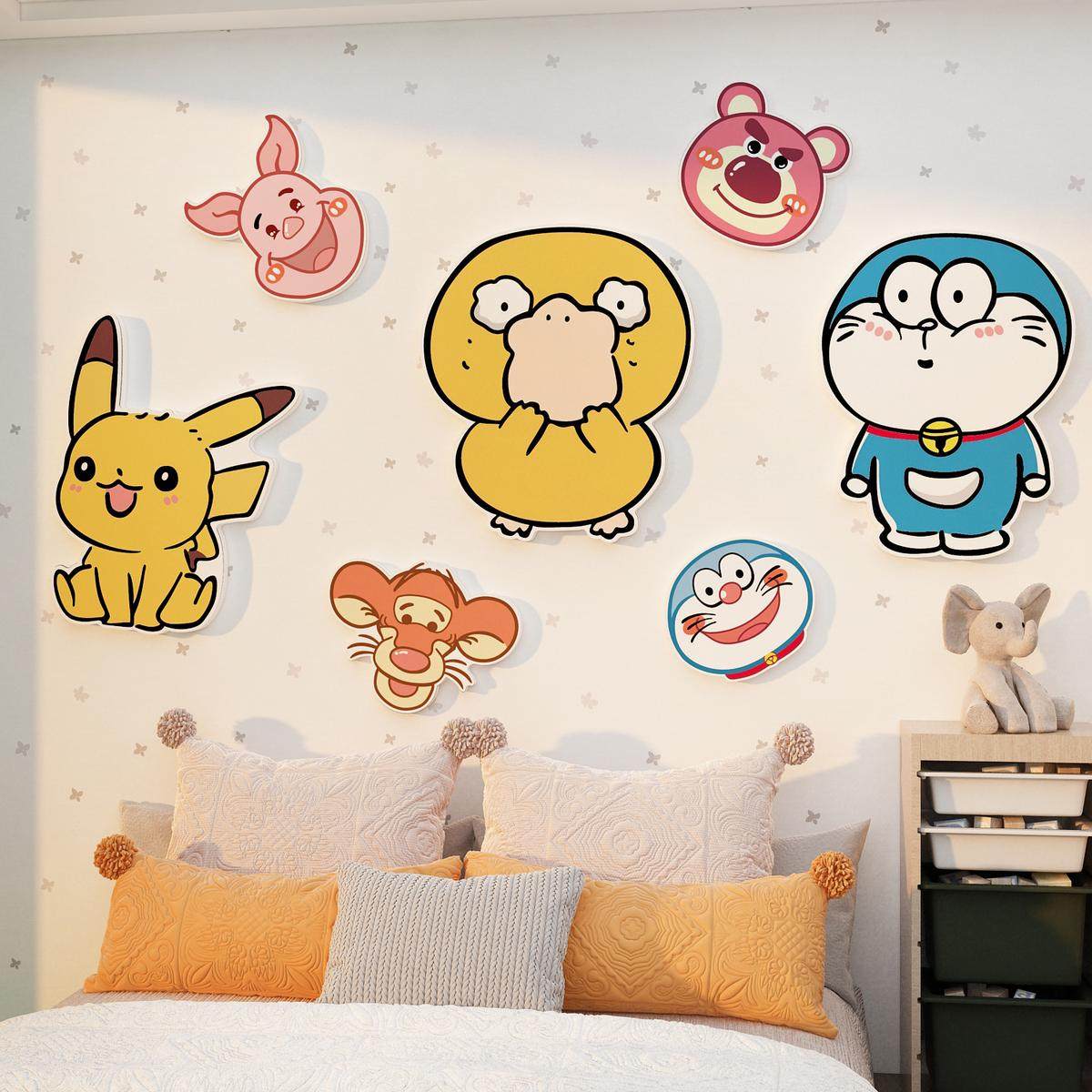 网红儿童房间布置墙面装饰改造用品公主卧室女孩床头卡通壁画背景,家居饰品,文化墙贴,淘宝优惠券,粉丝福利购,淘宝优惠卷