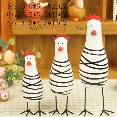 家居装饰品手工木质工艺品摆件彩绘木鸡摆件 套三i.