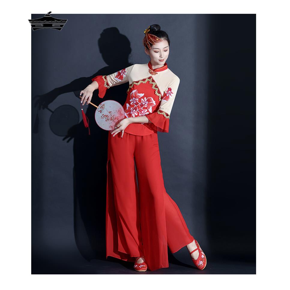 秧歌服演出服女中国风民族古典舞蹈服装飘逸套装扇子舞台现代独舞