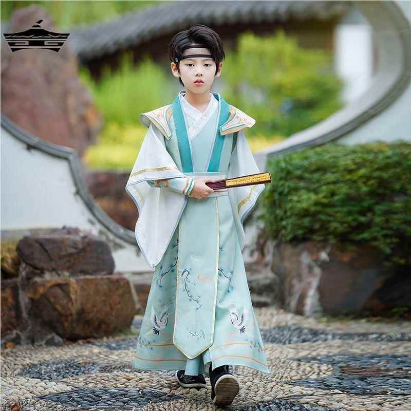 男童汉服李白书生儿童古风演出服帅气男孩唐装国学服公子侠客服