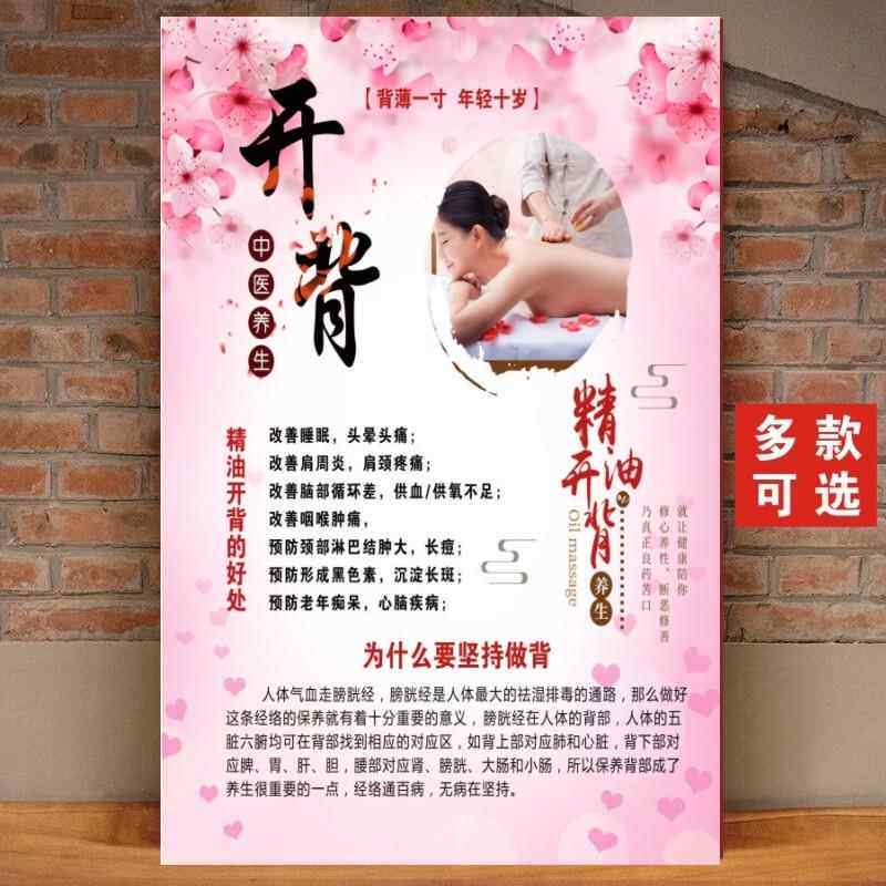 精油开背图背部保养海报肩颈保养挂画背诊图身体宣传画推背广告图