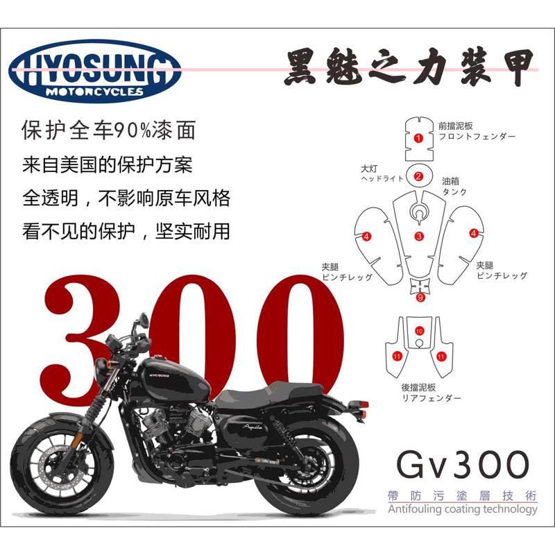 适用大韩GV300改装摩托车油箱贴防滑贴防刮仪表全套贴透明保护膜