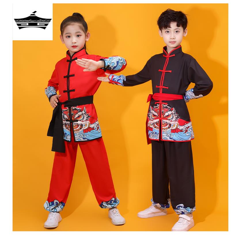 六一中小学生儿童武术操表演服元旦喜庆中国风打腰鼓舞龙狮演出服