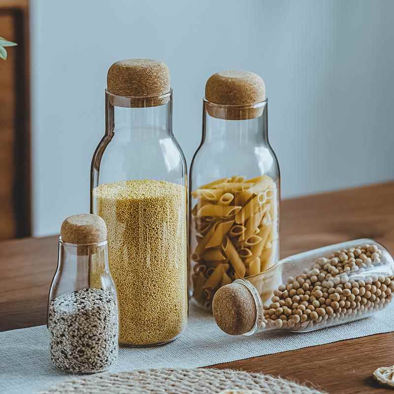 软木塞咖啡豆玻璃储物罐食品级简约密封罐杂粮茶叶香料干果收纳瓶