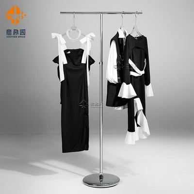 服装店展示架不锈钢落地式简约中岛陈列道具加厚T型正挂衣帽架子
