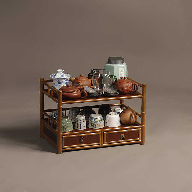 原竹棒茶棚茶具茶壶茶杯带抽屉收纳中式展示架茶具多宝阁博古架,餐饮具,茶具架,淘宝优惠券,粉丝福利购,淘宝优惠卷