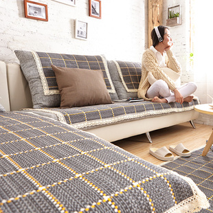 全盖棉麻亚麻沙发垫四季通用粗布沙发巾盖布套罩坐垫夏季加厚防滑