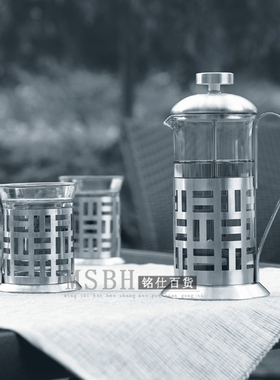 包邮 鑫鑫精致法式滤压壶 冲茶器 咖啡壶 套装三件套 茶具D671S-2