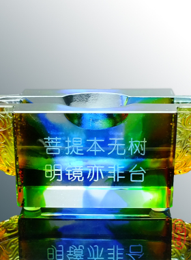 总经理董事长办公室摆件名片盒座夹商务男定制高档琉璃招财水晶