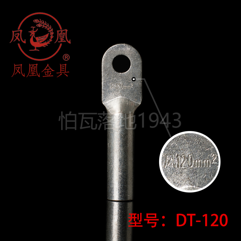 正品凤凰 镀锡堵油式铜接头 DT-120MM2(平方）铜鼻子 接线端子B级