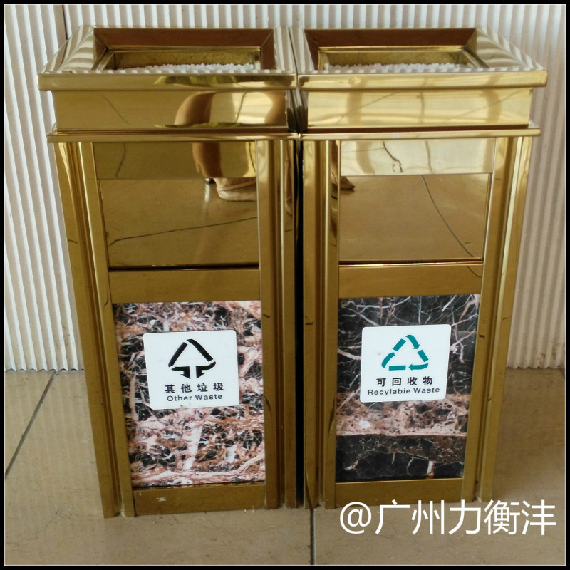 走廊大理石垃圾桶 不锈钢烟灰桶 楼梯口垃圾箱 废物箱 花纹卫生桶