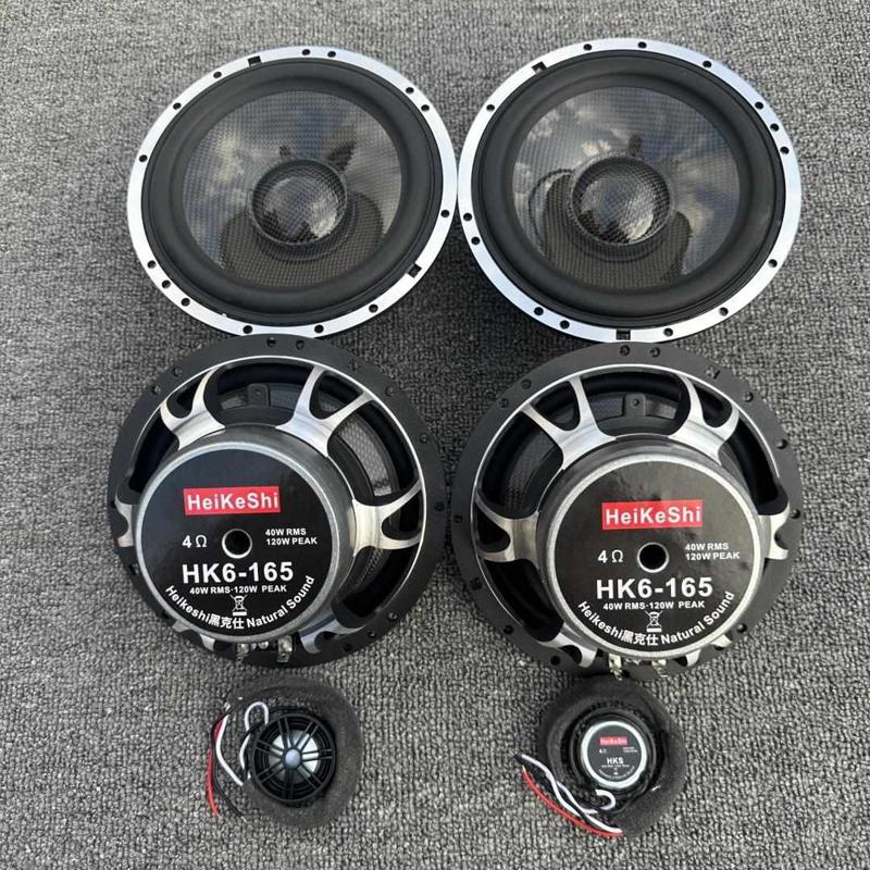 黑克仕汽车拆车音响改装套装喇叭6.5寸重中低音车载扬声器碳纤盆