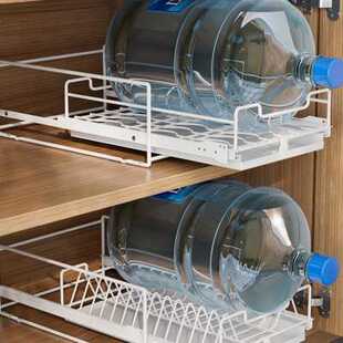 厨房拉篮免安装碗碟沥水架橱柜内置滑轨抽拉碗碟架抽屉碗盘收纳架