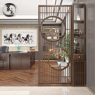 入户屏风玄关柜实木隔断柜客厅家用餐厅进门置物架遮挡定制 新中式