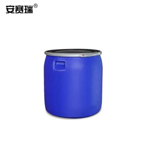 安赛式广口桶化工塑料桶密封桶圆桶废液泔水桶半截铁箍桶