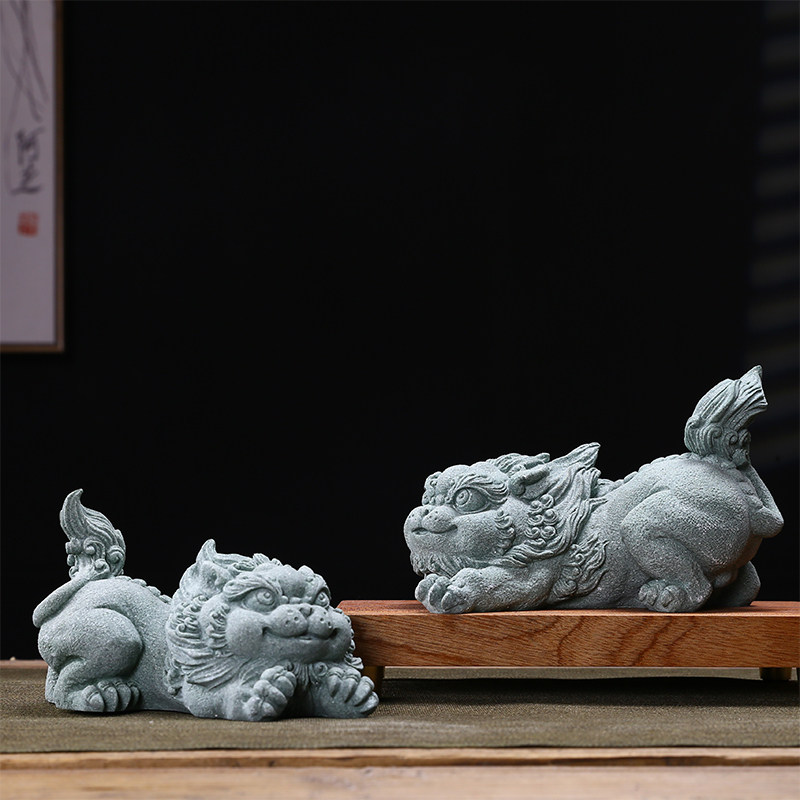 中式国潮风青砂石招财貔貅摆件客厅办公室桌面水族鱼缸造景装饰品,家居饰品,桌面摆件,淘宝优惠券,粉丝福利购,淘宝优惠卷