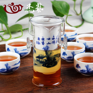 红茶茶具套装 泡茶壶 玻璃陶瓷过滤双耳泡茶器功夫茶壶花茶冲茶器