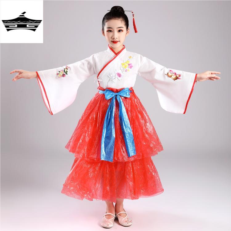 儿童手工diy自制时装秀环保服装女童走秀幼儿亲子古装汉服表演服