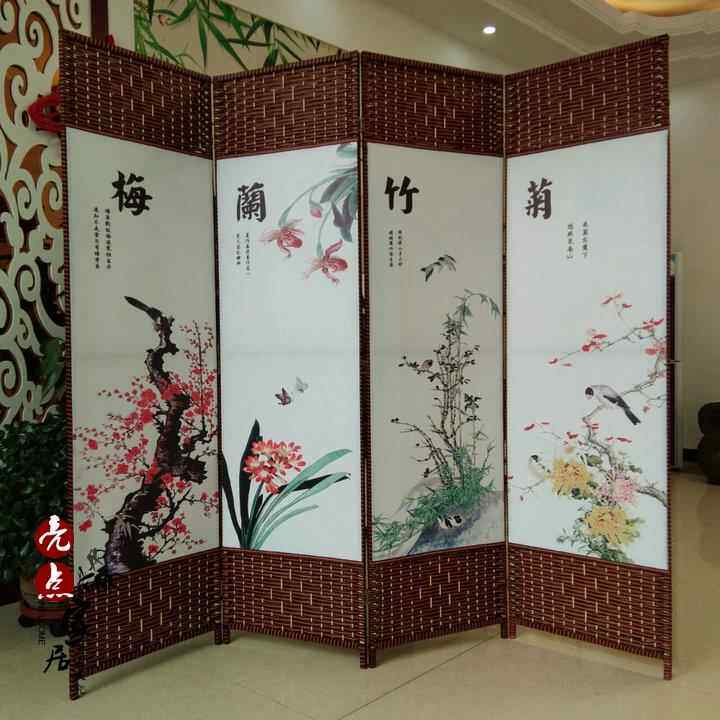 高档风隔断卧室折屏藤编屏风中式时尚 玄酒店办公客厅美屏容院关