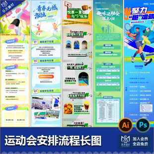 运动会赛程活动安排H5营销公众号手机宣传长图模板PSD设计素材