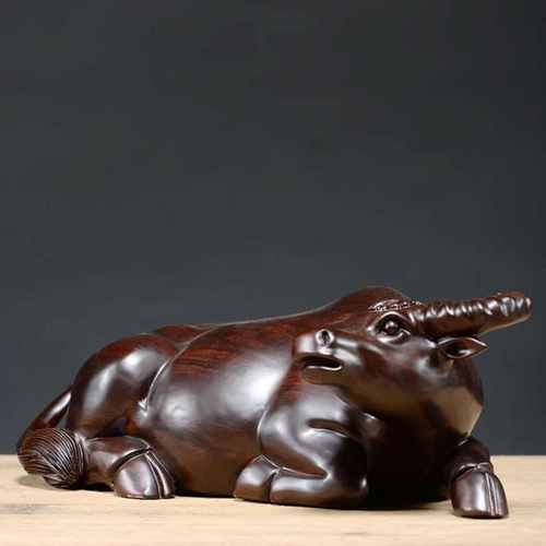 花梨木雕水牛摆件实木头木质卧牛招财生肖家居客厅风花梨木工艺品
