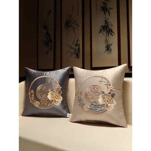 中式抱枕靠垫中国风沙发客厅靠枕套护腰靠背垫大号办公室腰枕含芯