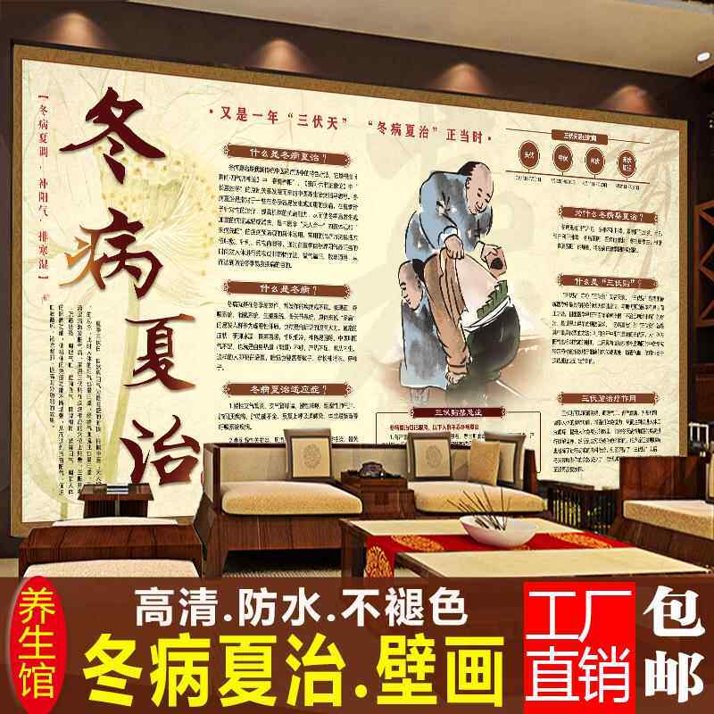 冬病夏治宣传画三伏贴海报中医养生墙贴三伏灸壁画艾灸理疗大挂图