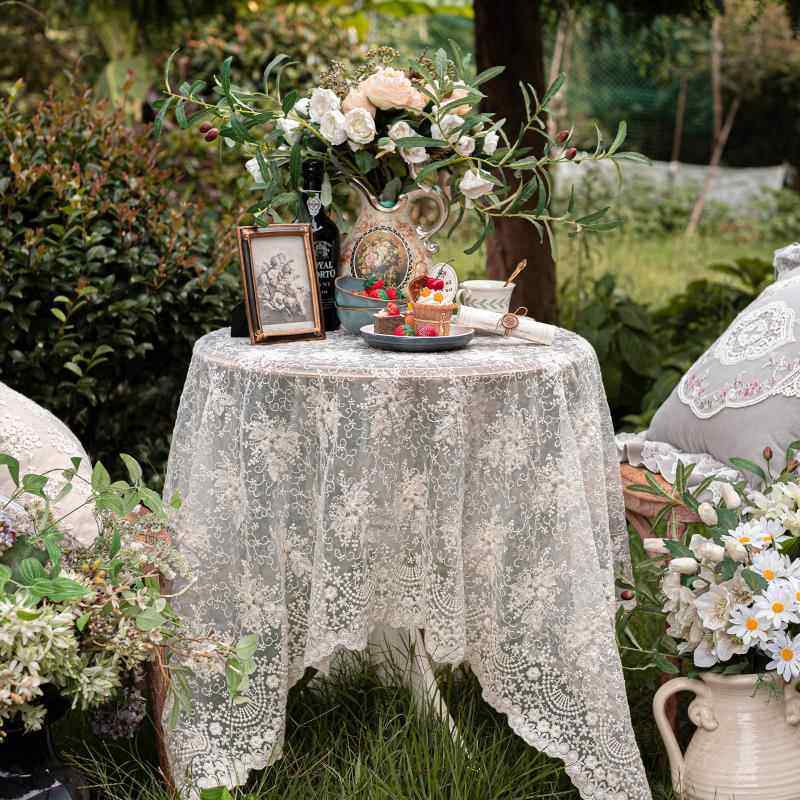 白色蕾丝餐桌布法式长方形台布ins风小清新桌布茶几盖巾布艺,居家布艺,桌布,淘宝优惠券,粉丝福利购,淘宝优惠卷