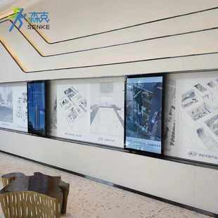 互动滑轨屏电视电动推拉式 孤形多媒体手动导轨智能触摸屏