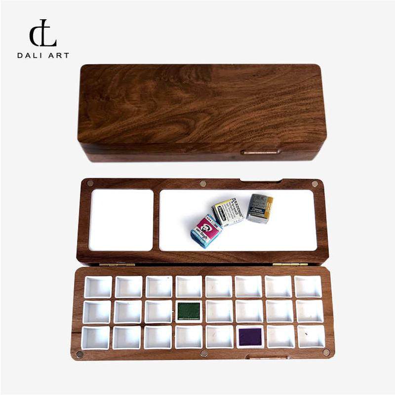 木质水彩颜料盒24色2毫升便携保湿 固体水彩盒分黑胡桃加厚不变形,文具电教/文化用品/商务用品,调色盒,淘宝优惠券,粉丝福利购,淘宝优惠卷