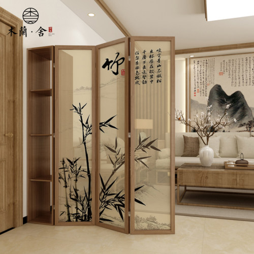 屏风隔断装饰中式客厅办公室置物柜实木入户玄关折叠移动玄关柜