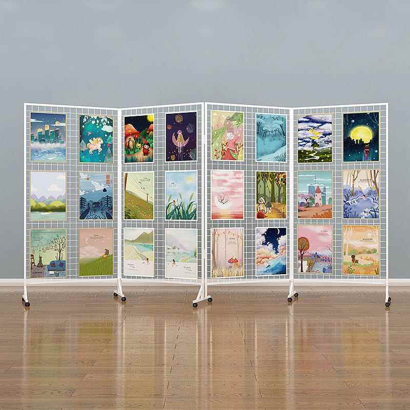 折叠网格展示架画展画室幼儿园作品展示架移动展览架户外美术展示