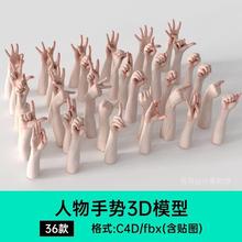 C4D手模型手势手部动作真实人物手3d建模男女人手部姿态小臂胳膊G