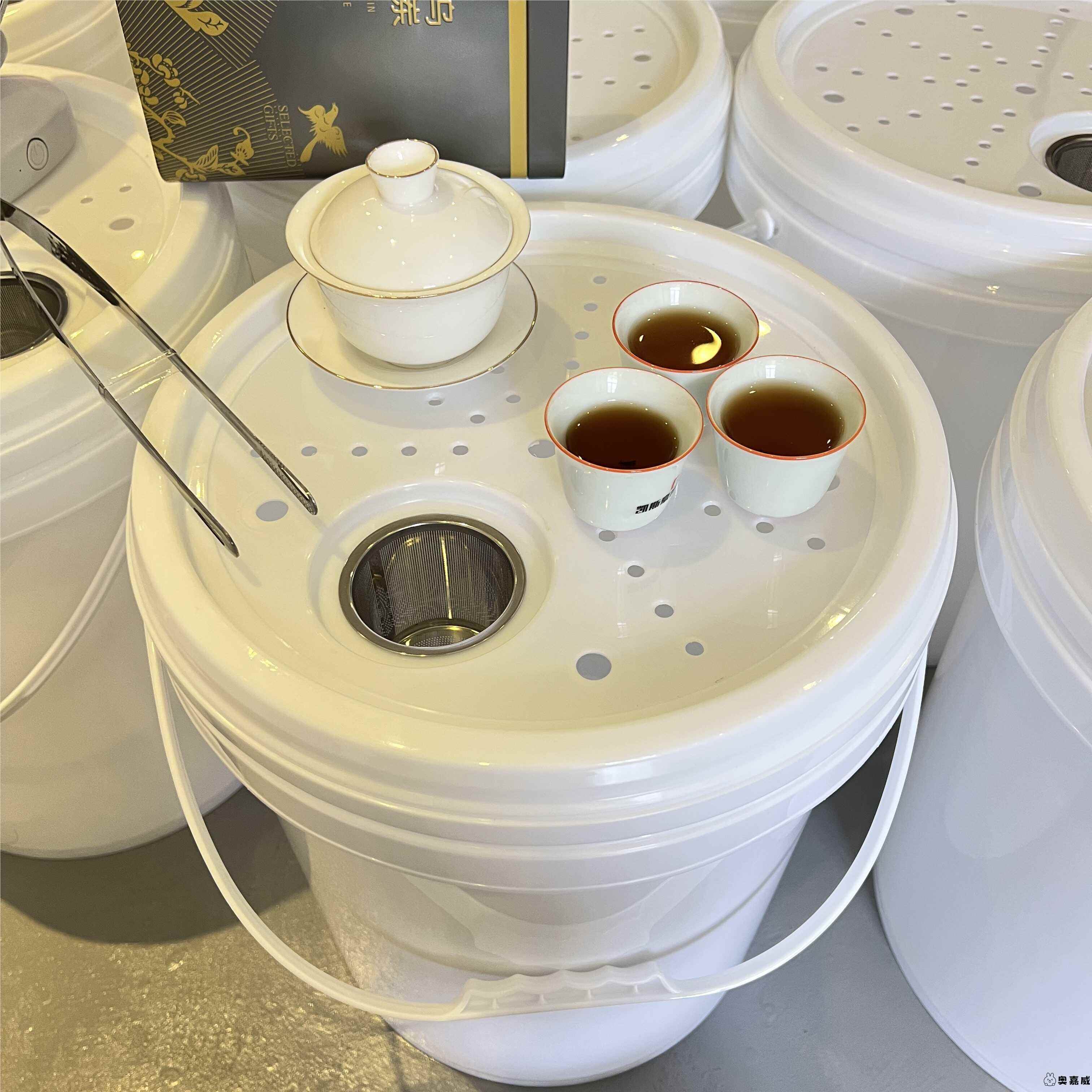户外露营功夫茶泡茶桶茶台工地喝茶桶移动旅行茶具收纳沥水置物架