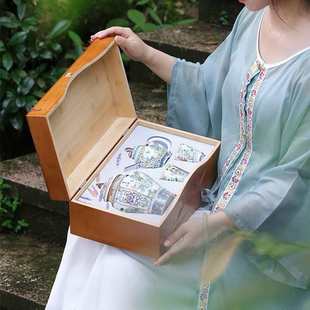 高档茶具组陶瓷罐茶叶罐一壶2杯子包装盒 绿茶红茶岩茶礼盒装空盒