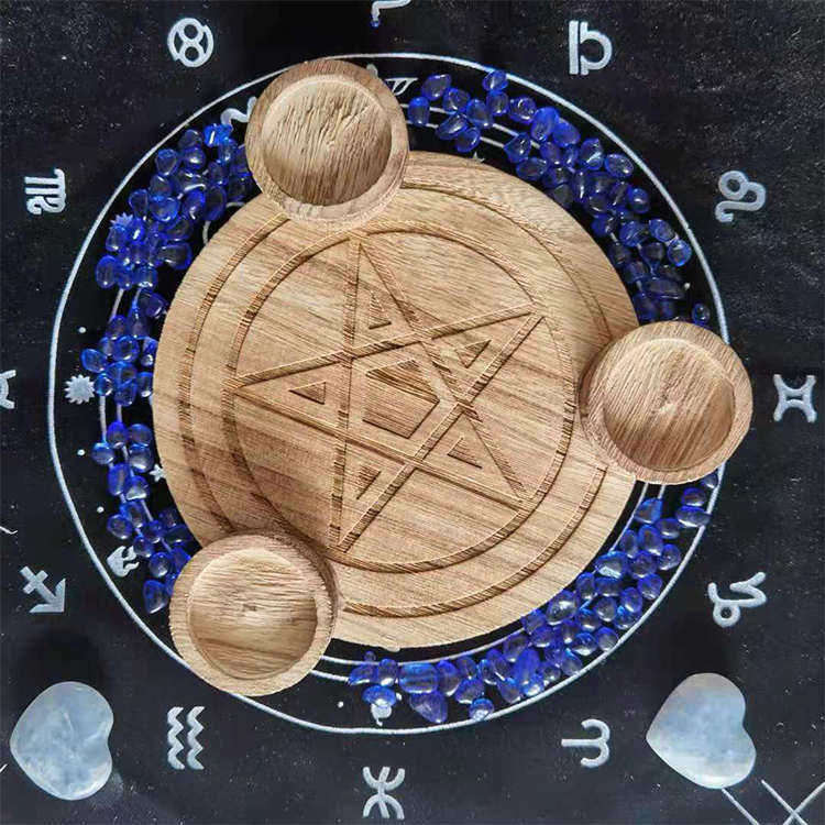 五芒星木质烛台 杯蜡 茶蜡  仪式烛台  净化烛台 工具摆件装饰,特色手工艺,其他特色工艺品,淘宝优惠券,粉丝福利购,淘宝优惠卷