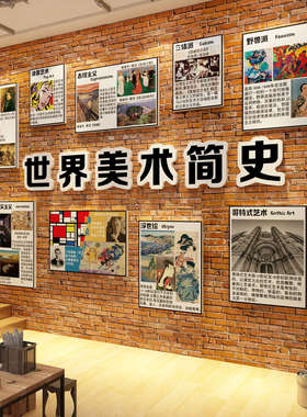 画展布置美术工区教室氛围培训机构环境创文化墙面装饰发展史互动