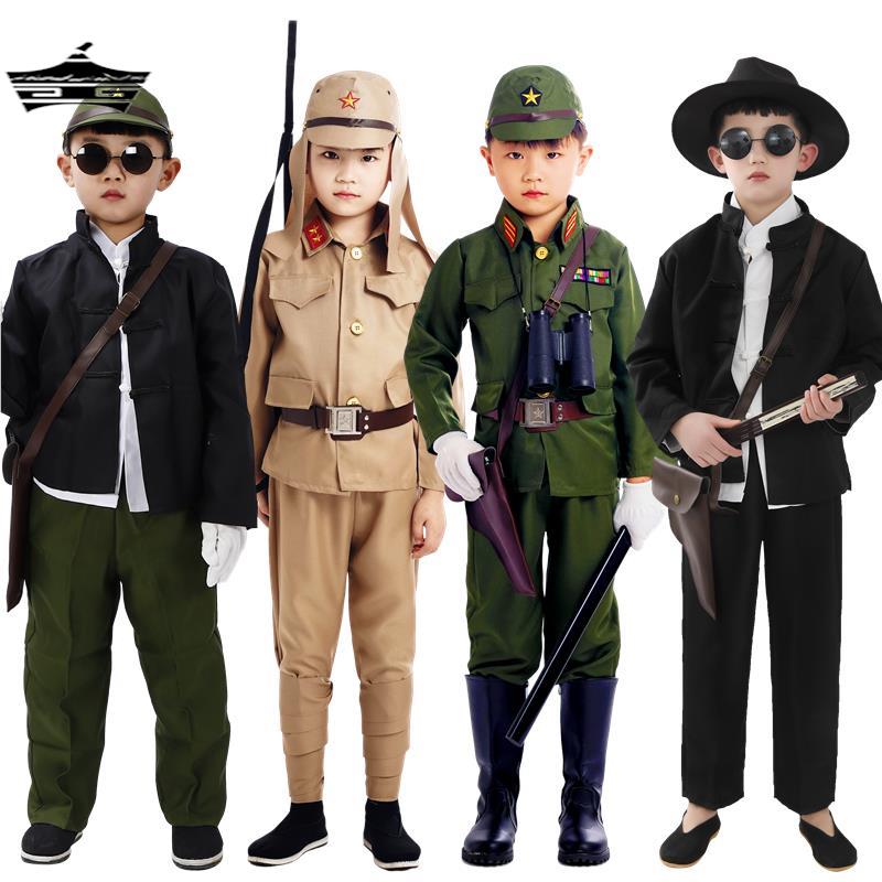 日本兵演出服儿童英雄王二小抗日大佐长官角色演出服六一舞台话剧