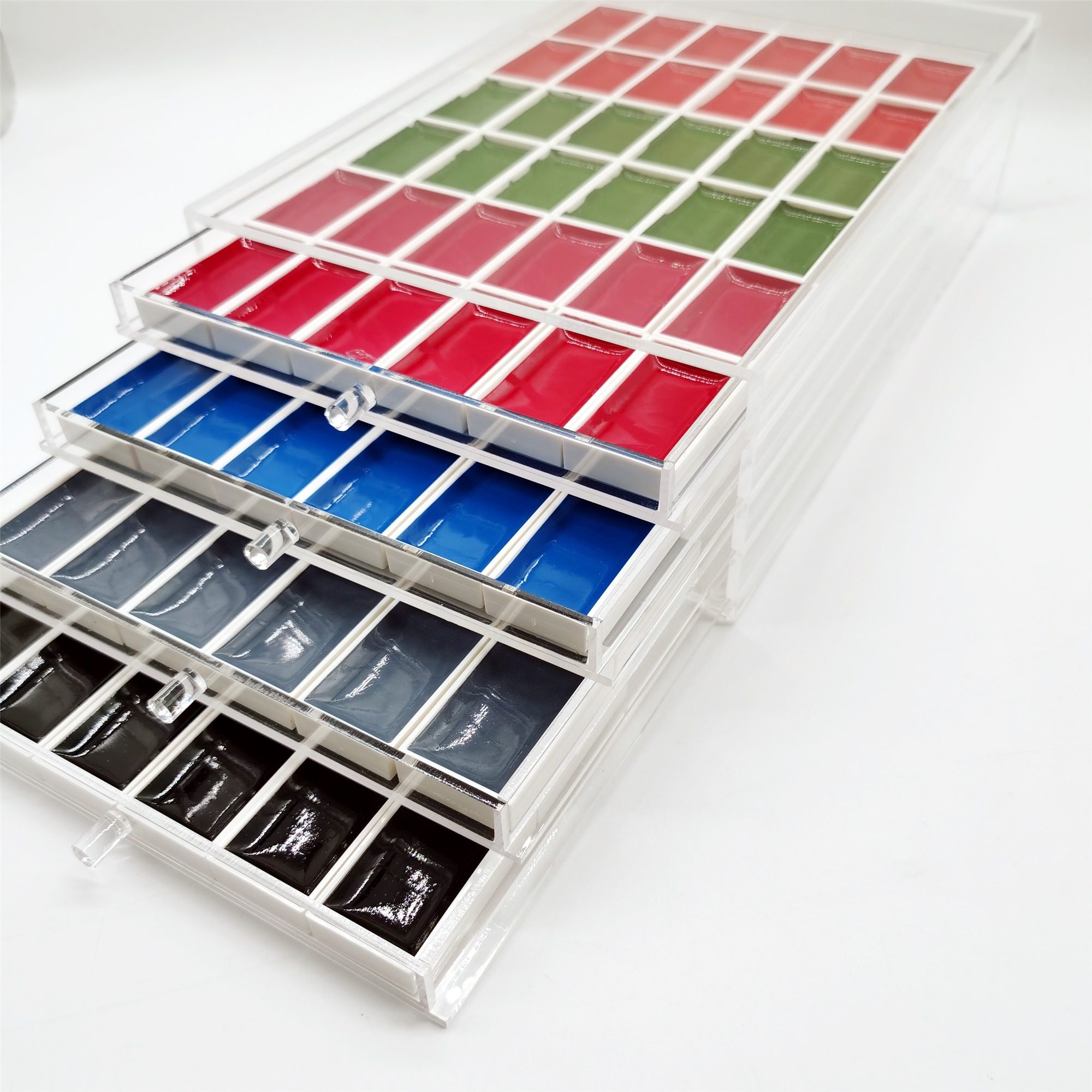 颜彩收纳盒 固体水彩颜料收纳架 亚克力收纳盒