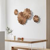 饰挂件圆形实木墙饰玄关立体壁饰壁挂墙上装 新中式 客厅墙面装 饰品