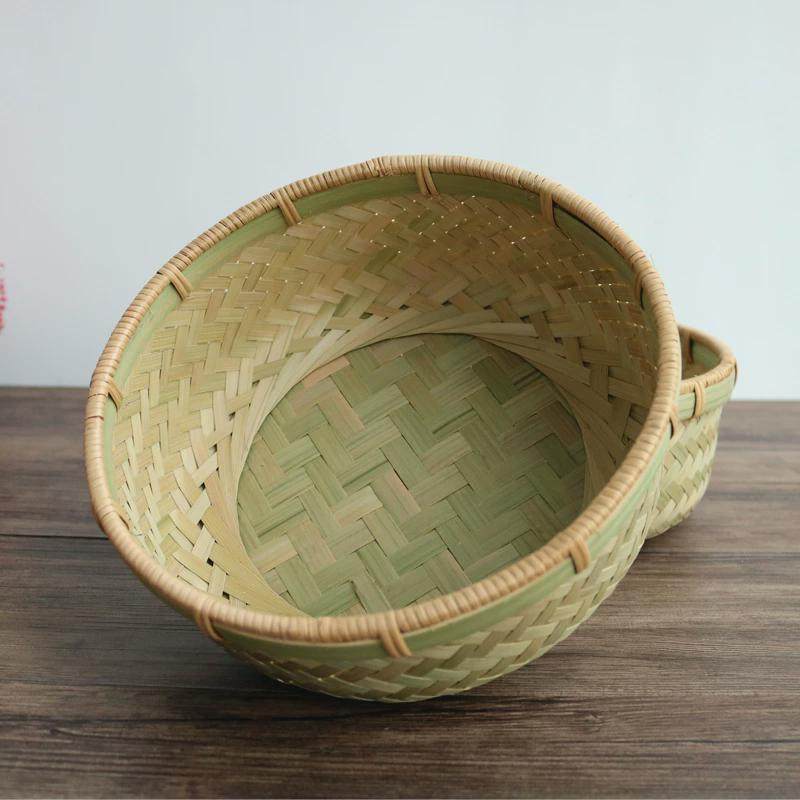 家用竹编筐果篮竹篮子馒头筐圆形果盘竹扁簸箕藤编收纳筐竹制品,特色手工艺,竹编/竹雕,淘宝优惠券,粉丝福利购,淘宝优惠卷