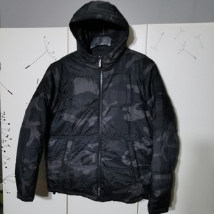 深灰色迷彩连帽两面穿羽绒服 男生时尚休闲厚款鸭绒服冬装外套