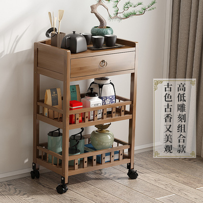 茶水可架移动多功能新中式棋牌室边角桌餐边柜放茶叶储物柜置物架
