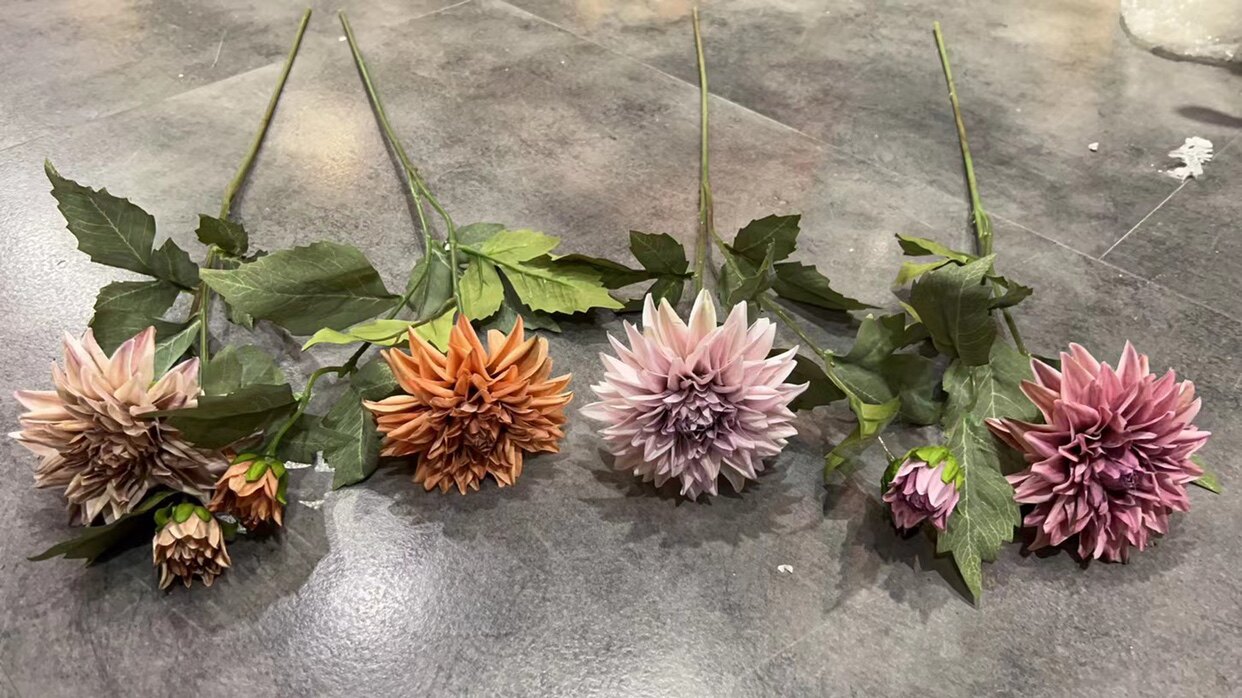 仿真2头东方大丽花大丽菊 婚庆插花 路引 居家摆设 仿真假花 装饰