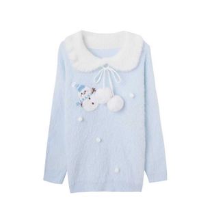 软糯奶呼呼甜美娃娃领毛衣女6388 玉米专享