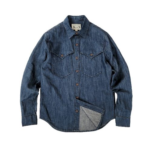 西里布棉麻水洗男款咔叽长袖衬衫