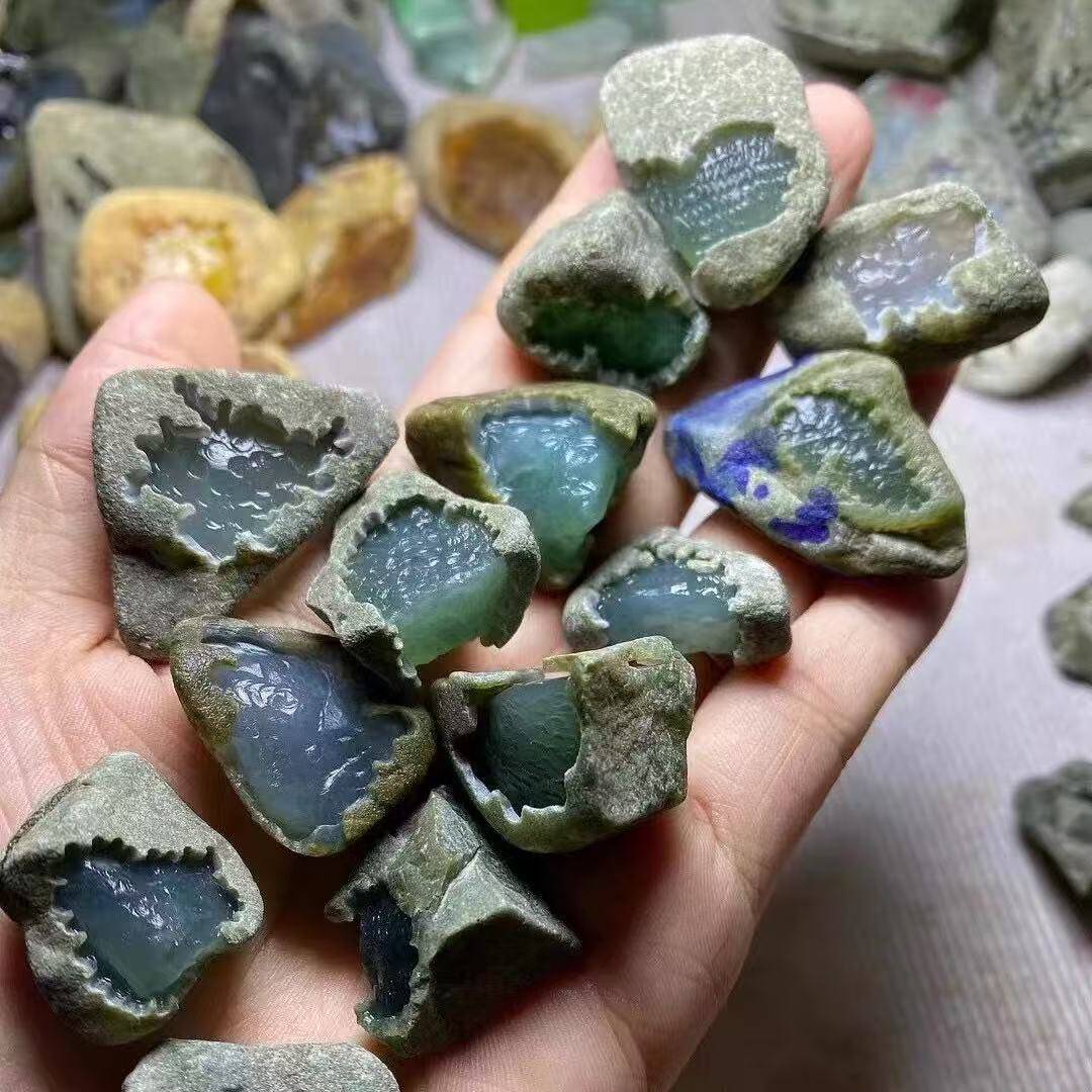 天然翡翠缅甸直播间原石定制边角毛料片料公斤料蒙包直播专拍链接