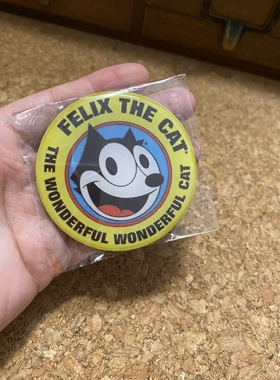 特价出口日本Felix小黑猫超大磁性冰箱贴黄色圆形款