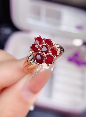 缅甸活口纯银红宝石戒指