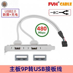 短档板主板USB扩展线 9针标准接口 2口USB挡板线扩展USB2.0接口